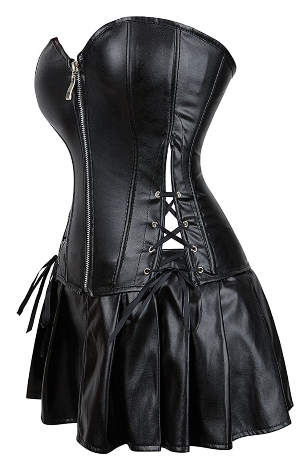 YesX YX897 Faux Leather Corset & Skirt